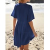 image:imageRVivimos Womens Summer Cotton Loose Casual Tunic Mini DressNavy Blue