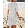 image:imageRVivimos Womens Summer Cotton Loose Casual Tunic Mini DressWhite