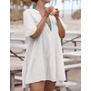 image:imageRVivimos Womens Summer Cotton Loose Casual Tunic Mini DressWhite