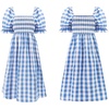 image:imageRVivimos Womens Summer Cotton OffShoulder Midi DressBlueplaid