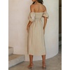 image:imageRVivimos Womens Summer Cotton OffShoulder Midi DressKhaki