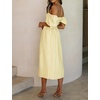 image:imageRVivimos Womens Summer Cotton OffShoulder Midi DressLight Yellow