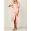 image:imageRVivimos Womens Summer Cotton OffShoulder Midi DressPinkplaid