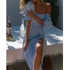 image:imageRVivimos Womens Summer Cotton OffShoulder Midi DressSkyblue