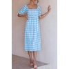 image:imageRVivimos Womens Summer Cotton OffShoulder Midi DressSkyblueplaid