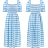 image:imageRVivimos Womens Summer Cotton OffShoulder Midi DressSkyblueplaid