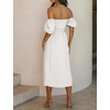image:imageRVivimos Womens Summer Cotton OffShoulder Midi DressWhite