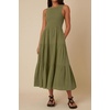 image:imageRVivimos Womens Summer Cotton Smocked Flowy Tank Midi Dress with PocketsArmy Green