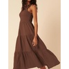 image:imageRVivimos Womens Summer Cotton Smocked Flowy Tank Midi Dress with PocketsBrown