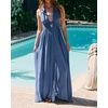 image:imageRVivimos Womens Summer Halter Elastic Waist Boho Maxi DressBlue