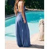 image:imageRVivimos Womens Summer Halter Elastic Waist Boho Maxi DressBlue