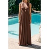 image:imageRVivimos Womens Summer Halter Elastic Waist Boho Maxi DressBrown