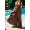 image:imageRVivimos Womens Summer Halter Elastic Waist Boho Maxi DressBrown