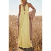 image:imageRVivimos Womens Summer Halter Elastic Waist Boho Maxi DressLight Yellow