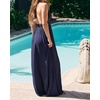 image:imageRVivimos Womens Summer Halter Elastic Waist Boho Maxi DressNavy Blue