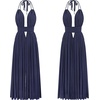 image:imageRVivimos Womens Summer Halter Elastic Waist Boho Maxi DressNavy Blue