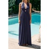 image:imageRVivimos Womens Summer Halter Elastic Waist Boho Maxi DressNavy Blue