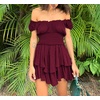 image:imageRVivimos Womens Summer Smocked Waist Layered Mini DressBurgundy