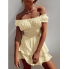 image:imageRVivimos Womens Summer Smocked Waist Layered Mini DressLight Yellow