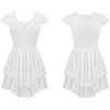 image:imageRVivimos Womens Summer Smocked Waist Layered Mini DressWhite