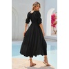 image:imageRVivimos Womens Summer Square Neck Elastic Empire Waist Midi DressBlack
