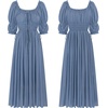 image:imageRVivimos Womens Summer Square Neck Elastic Empire Waist Midi DressDusty Blue