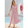 image:imageRVivimos Womens Summer Square Neck Elastic Empire Waist Midi DressDusty Pink