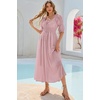 image:imageRVivimos Womens Summer Square Neck Elastic Empire Waist Midi DressDusty Pink