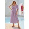 image:imageRVivimos Womens Summer Square Neck Elastic Empire Waist Midi DressDusty Purple