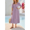 image:imageRVivimos Womens Summer Square Neck Elastic Empire Waist Midi DressDusty Purple