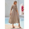 image:imageRVivimos Womens Summer Square Neck Elastic Empire Waist Midi DressKhaki