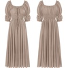 image:imageRVivimos Womens Summer Square Neck Elastic Empire Waist Midi DressKhaki