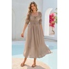 image:imageRVivimos Womens Summer Square Neck Elastic Empire Waist Midi DressKhaki
