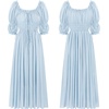 image:imageRVivimos Womens Summer Square Neck Elastic Empire Waist Midi DressLight Blue