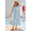 image:imageRVivimos Womens Summer Square Neck Elastic Empire Waist Midi DressLight Blue