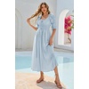 image:imageRVivimos Womens Summer Square Neck Elastic Empire Waist Midi DressLight Blue