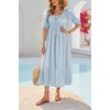 image:imageRVivimos Womens Summer Square Neck Elastic Empire Waist Midi DressLight Blue
