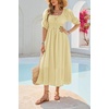 image:imageRVivimos Womens Summer Square Neck Elastic Empire Waist Midi DressLight Yellow