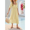 image:imageRVivimos Womens Summer Square Neck Elastic Empire Waist Midi DressLight Yellow