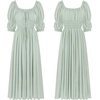 image:imageRVivimos Womens Summer Square Neck Elastic Empire Waist Midi DressSage Green