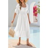 image:imageRVivimos Womens Summer Square Neck Elastic Empire Waist Midi DressWhite