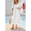image:imageRVivimos Womens Summer Square Neck Elastic Empire Waist Midi DressWhite