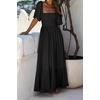image:imageRVivimos Womens Summer Square Neck Smocked Slit Maxi DressBlack