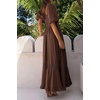 image:imageRVivimos Womens Summer Square Neck Smocked Slit Maxi DressBrown