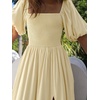 image:imageRVivimos Womens Summer Square Neck Smocked Slit Maxi DressLight Yellow