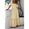 image:imageRVivimos Womens Summer Square Neck Smocked Slit Maxi DressLight Yellow