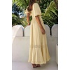 image:imageRVivimos Womens Summer Square Neck Smocked Slit Maxi DressLight Yellow
