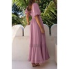 image:imageRVivimos Womens Summer Square Neck Smocked Slit Maxi DressMauve
