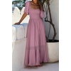 image:imageRVivimos Womens Summer Square Neck Smocked Slit Maxi DressMauve