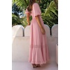 image:imageRVivimos Womens Summer Square Neck Smocked Slit Maxi DressPink